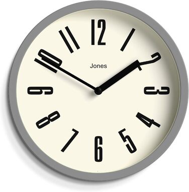 JONES CLOCKS® Hot Tub Wall Clock | Small Retro Round Clock | 20cm | Easy-to-read numbers | Ideal for kitchen, office, kids' room or any small space (Gray)