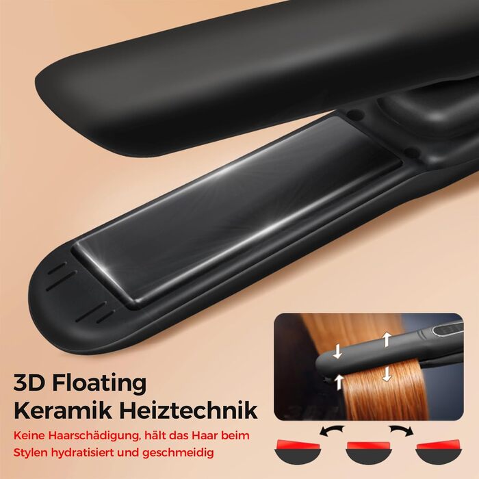 SUNMAY Voga: Бездротове праска для волосся 2-в-1 (праска та плойка), USB, 5000mAh, чорний