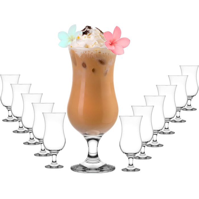 Набір келихів для коктейлів PLATINUX 400 мл (12 шт) - Longdrink, Hurricane, для вечірок, прозорі скляні келихи