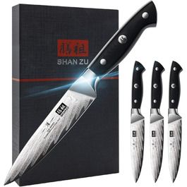Японський кухонний ніж SHAN ZU Damast, 67-шарів, з нержавіючої сталі AUS10, професійний шеф-ніж з ручкою G10, подарункова коробка (набір столових ножів на 4 персони)