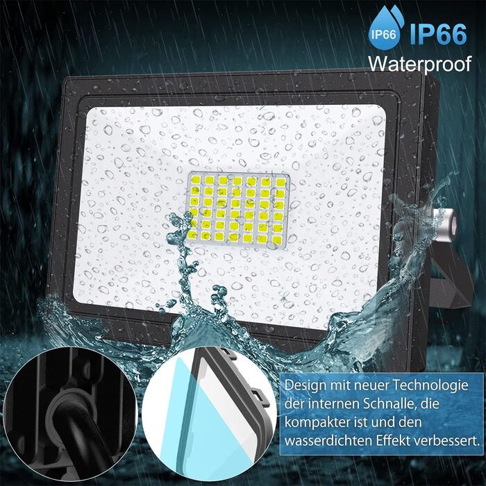 MEIKEE 35W LED Floodlights Outdoor 2 Pack 3000LM Super Bright Outdoor Floodlights IP66 Waterproof LED Floodlight 6500K Cool White LED Spotlight, Outdoor Light for Garden, Courtyards, Garage, Hotel, Sports Field