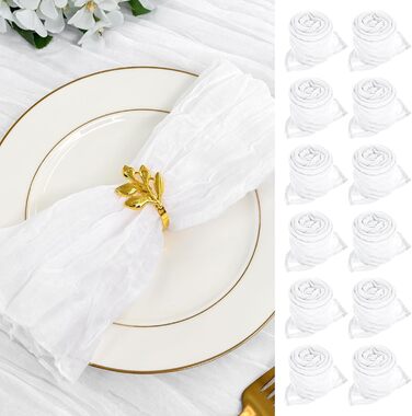 30 Cheesecloth Gauze Napkins, 50 cm, Vintage Boho Fabric Napkins, Bulk Pack for Parties, Weddings, Receptions, Bridal Showers, Table Decorations – White