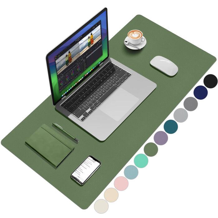 Підкладка на стіл Zindoo XL 100x40 см оливково-зелена: захист від подряпин, водостійка, для миші та письма
