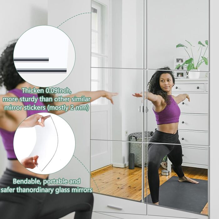 Дзеркальні плитки самоклеючі 40x30 см (2 шт.) - акрилові, для декору стін