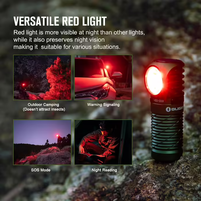 Ліхтарик налобний OLIGHT Perun 2 Mini LED, 1100 люмен, 150 м, USB-зарядка, EDC, червоне світло, 5 режимів, водонепроникний, з налобною стрічкою, для кемпінгу, надзвичайних ситуацій (зелений, нейтрально-білий)