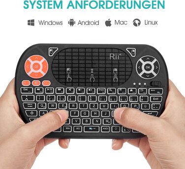 Бездротовий ігровий комплект клавіатури та миші Rii, Bluetooth + 2.4GHz, LED-підсвічування, QWERTZ (Mini)