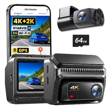 Автомобільний відеореєстратор DDPAI Z60 Master 4K+2K, передня та задня камери, Sony STARVIS2 IMX678, Dual HDR, 5G WiFi6, GPS, 3
