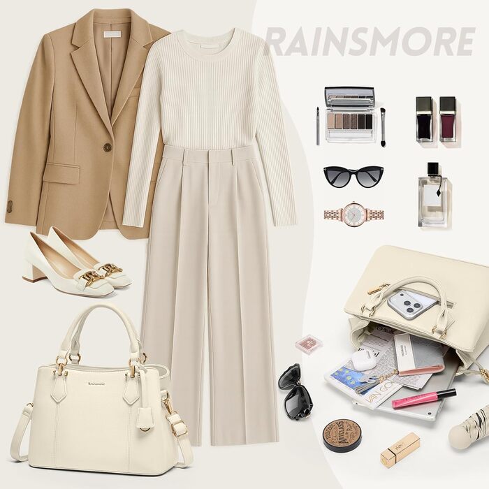 Жіноча сумка RAINSMORE середнього розміру з екошкіри, біла: сумка-тоут, сумка на плече, ручна сумка