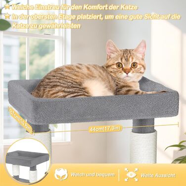 Багатоповерховий котячий будиночок-крісло з інтегрованим когтеточкою, платформою, гамаком та кошиком (Світло-сірий)