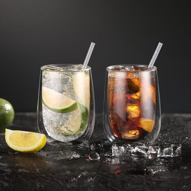 4-Piece Double-Walled Latte Macchiato Glasses, 350ml, Borosilicate Glass Coffee Cups, Glass Coffee Glasses, Tea Glasses for Cappuccino, Latte, Tea, ICE, Iced Tea, Iced Americano, Milk, Juice, Beer
