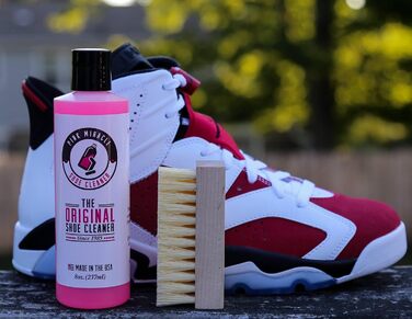 Pink Miracle Shoe Cleaner, Textile Cleaning Solution including Shoe Brush, suitable for Leather, White Fabrics, Nubuck Leather, Golf Shoes, Basketball Shoes, Boots, Sandals, Household and Car Seats, 227 g