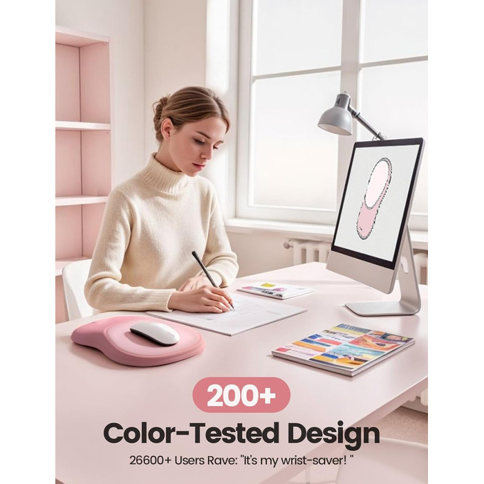 Підставка для зап'ястя Meatanty Ergonomische Handgelenkauflage – М'яка підставка з Memory Foam для клавіатури та миші, антиковзка, для офісу, дому та геймінгу (Світло-рожевий)