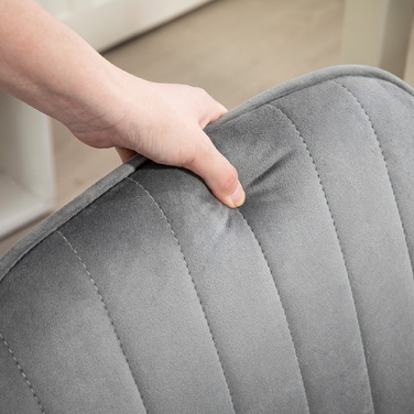 HOMCOM Adjustable Height Desk Chair Swivel Office Chair Rotating Home Office Chair with Back and Armrests Velvet-Look Vanity Chair for Study Room, Grey | Aosom