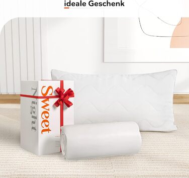 Sweetnight Pillow 80x80 Pillow 2-piece set Soft & Supportive Stomach Sleeper Pillow Double-layer quilted washable 1300g Polyester hollow fiber filling with zipper Vegan White (Double pack 80 x 80 cm) 2-piece set 80 x 80 cm