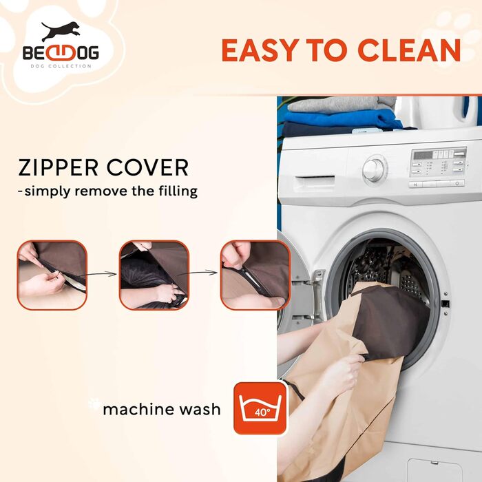 Ліжко для собак BedDog Teddy, зручне диван-ліжко з Cordura та мікрофібри, чорно-коричневе, розмір L, 80 x 65 x 18 см