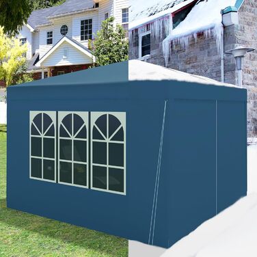 WOLTU Pop-Up Gazebo, Waterproof Folding Canopy, Sun Shade Event Tent with Side Walls, Garden Gazebo for Patio, Camping, Festival, Pagoda Tent, 3 x 3 m, Blue