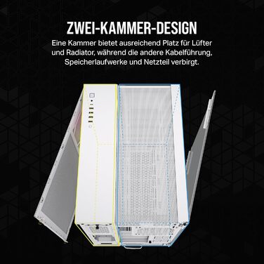 Корпус ПК CORSAIR 6500X RGB Mid-Tower ATX з двокамерним дизайном, великою гнучкістю охолодження та підтримкою материнських плат з перевернутим з'єднанням