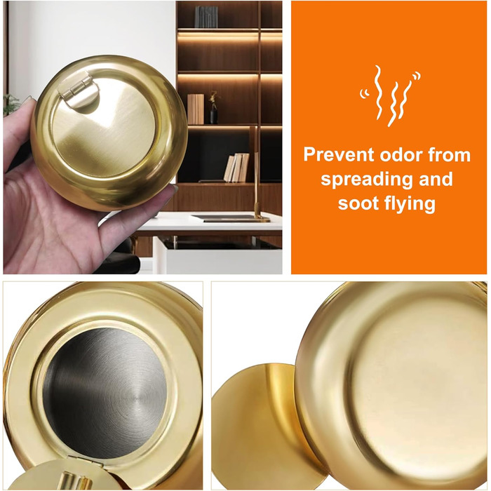 Попільничка з кришкою з нержавіючої сталі Golden S-Gold (S-Gold)