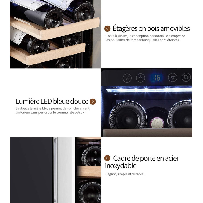 Kalamera 33-Bottle Wine Refrigerator with Dual Zone Cooling, Stainless Steel Door, 100 Liter Capacity