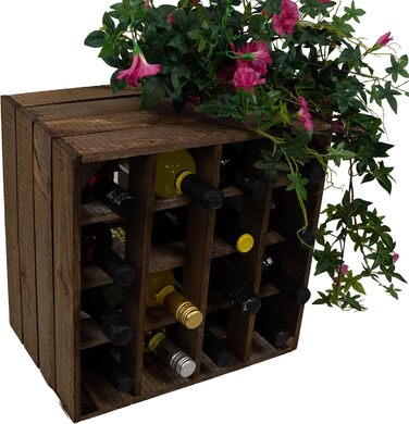 Wine Rack 16er white/natural/flamed Dimensions 40x40x27cm Shelf Box Bottle Rack Wine Rack Apple crate/Wine crate (dark)