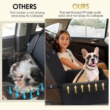 Автомобільний лежак для собак на заднє сидіння, чорний. Міцний, водонепроникний, з ременями безпеки. Підходить для собак малого та середнього розміру.