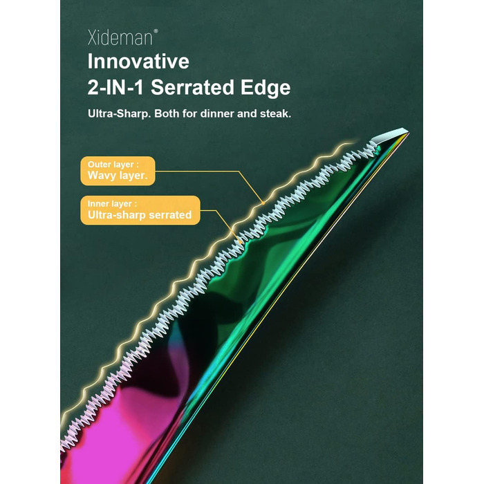 Набір столових приборів 24 предмети для 6 осіб, нержавіюча сталь 18/10, титанове покриття, кольоровий, з зазубреним ножем, для посудомийної машини