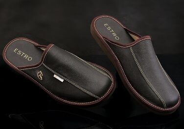 Чоловічі халапи Leder Estro - халапи для дому, чоловічі пантофі, сліпони, халапи Estro, 44 EU, Коричневий
