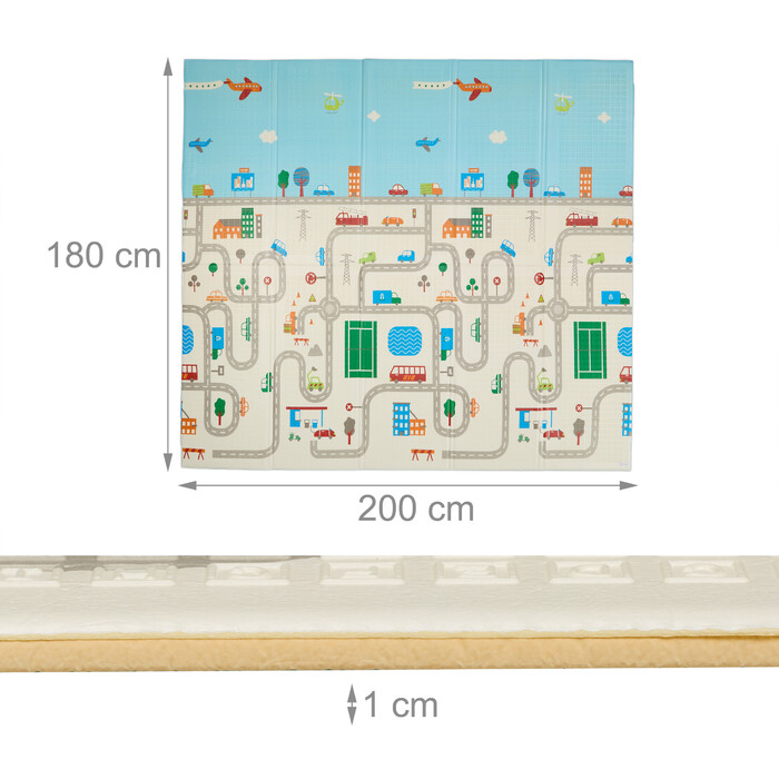 Relaxdays Foldable Play Mat - Animals and Road