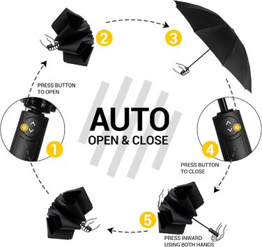 Чоловічий складаний парасоль від дощу Conlun Kompakter, штормостійкий, 127 см, чорний