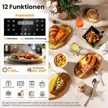 G12 Ultra 8.5L Air Fryer XL with Window - 1785W Electric Air Fryer with LED Touchscreen, 12 Functions, Dishwasher-Safe Baskets