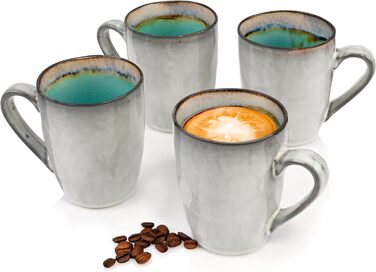 Singer | Capri Stoneware Coffee Mug Set, 4-Piece Coffee Cup Set, Modern and Unique Design 300 ml | PREMIUM COLLECTION