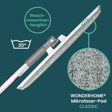 Набір для прибирання підлоги WONDERHOME з відром, 3-камерний моп з функцією віджиму, розділенням брудної та чистої води, подовжена ручка 140 см, 10 гідропадів