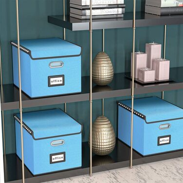 Okydoky Storage Boxes with Lid, Hanging File Folder Box made of Fiberboard and Paper in Stylish Linen Look, Suitable for Home and Office, File and Toy Storage Box (Sky-blue, 1pc).DE Sky Blue