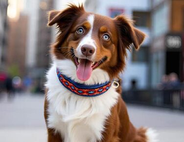 Нашийник для собак Extra-Wide & Soft з неопреновим наповнювачем, кольоровий на синьому, розмір XS (32-37 см)