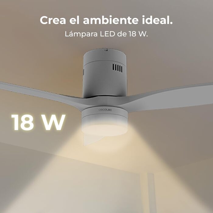 Стеляний вентилятор Cecotec Energysilence Aero 5600 Classic White з LED-підсвічуванням, 40W, діаметр 132 см, 6 швидкостей, пульт, літній/зимовий режим