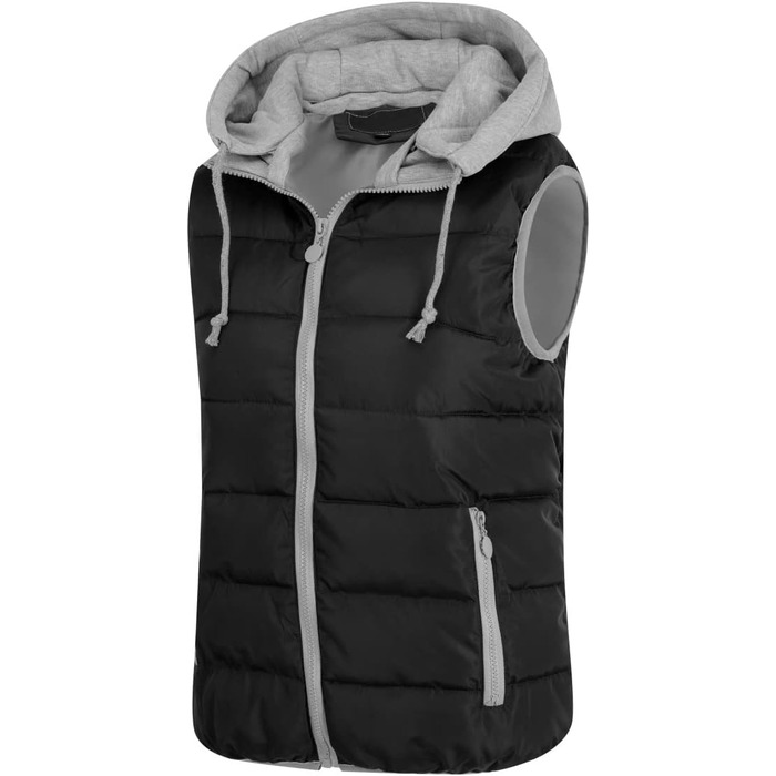 Жіноча степна жилетка YOUTHUP з капюшоном, легка зимова жилетка, безрукавка для активного відпочинку та повсякденного носіння, чорна