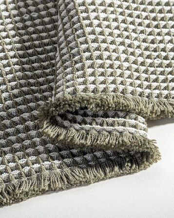 Boho Bathroom Rug Set - Non-Slip Bath Mats 2-Piece Set - Washable Shower Rugs for Bathroom, Bedroom, Living Room - 51x120cm + 41x61cm (Green & White)
