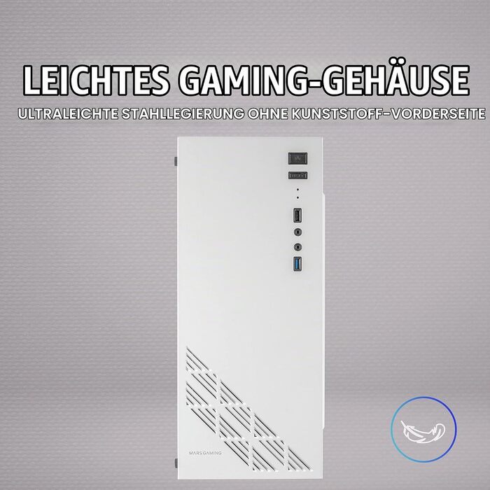 Корпус для ПК Mars Gaming MC300P MicroATX, білий, загартоване скло, Mesh-панель, 3x FRGB вентилятори
