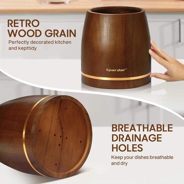 Набір дерев'яних лопаток для приготування їжі Spardar (7 шт.) - лопатки, шумовки, сита, ложки для салату