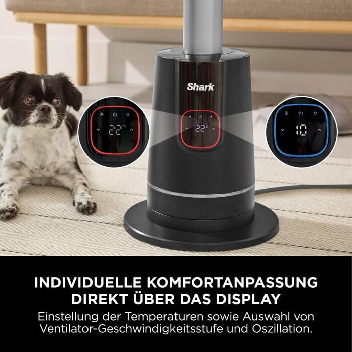 Вентилятор та обігрівач 2-в-1 Shark TurboBlade Cool + Heat з термостатом, пультом керування та коливанням | Безлопатевий вентилятор та обігрівач для швидкого нагріву та охолодження, чорно-золотий, TH200EU TurboBlade – Cool + Heat, антрацит