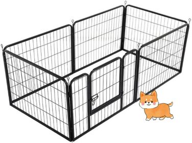 Клітка для собак, металева, для цуценят, гризунів, кроликів, розкладний вольєр, з дверцятами (310 x 2,5 x 75 см, 80 x 60 см)
