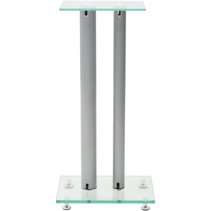 Підставки для колонок 2 шт. з подвійними колонами, скло, срібні