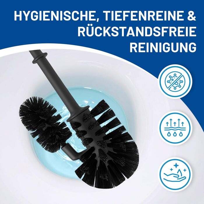 Набір для чищення унітазу Rival 4 шт. Smart Line з PP-щітками – ергономічна ручка – швидке та ретельне очищення – набір для чищення унітазу з очищувачем країв