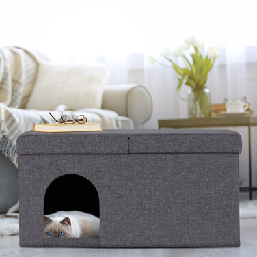 Relaxdays Cat Cave in Grey with Lid