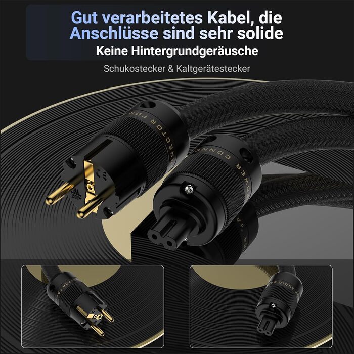 Hi-Fi мережевий кабель Tertullus High End C7 для аудіо-обладнання, штекер Schuko - C7, 1м (P104-c7)