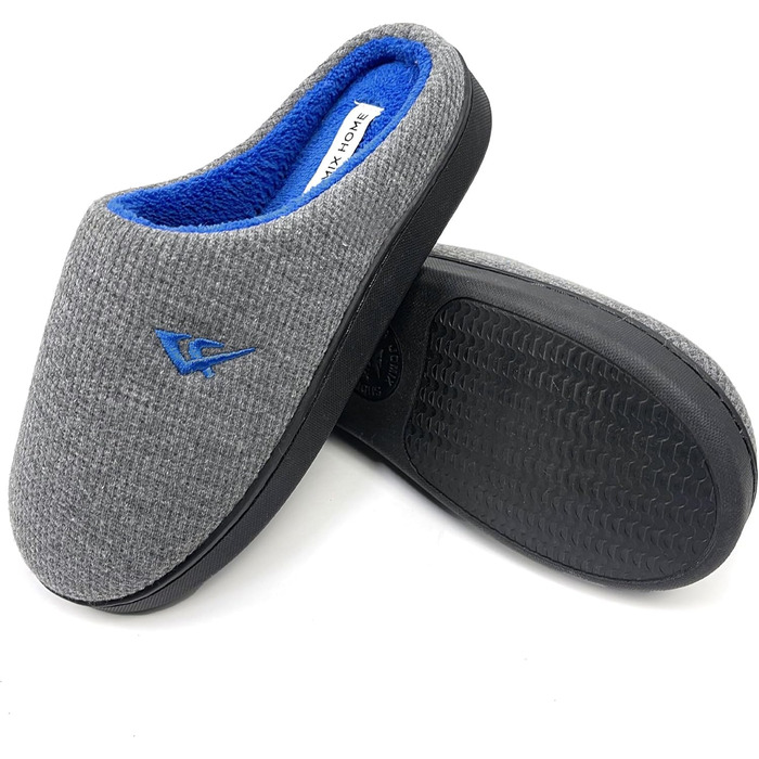 Домашні тапочки JOMIX для чоловіків та жінок, теплі, з піною Memory Foam, зручні та неслизькі, для дому та вулиці, 45 EU, сірий, блакитний