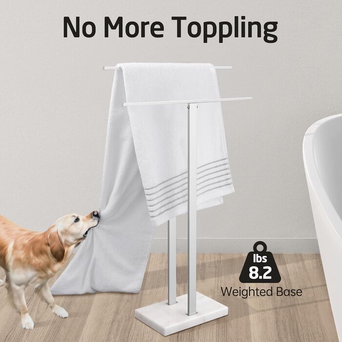 Підставка для рушників подвійна, сталева, з мармуровою основою, 84 см, BTH217-2