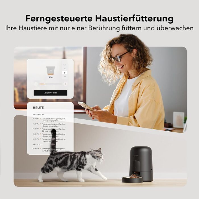 Автомат годування котів PETLIBRO з Wi-Fi, чорний, 2L, з мискою з нержавіючої сталі