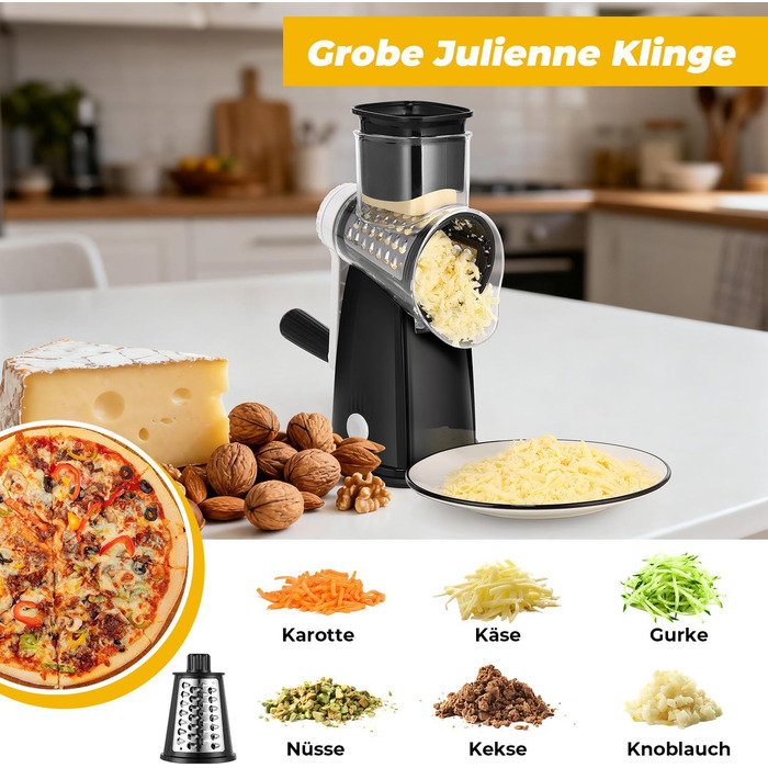 Ручна тертка для овочів та сиру з ручкою, 5 насадок, для нарізки овочів, сиру, горіхів, терка для швидкої нарізки
