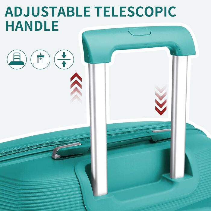 Набір валіз з твердого пластику: середній, великий, extra large, з TSA-замком, 4 колеса, поліпропілен, бірюзово-зелений